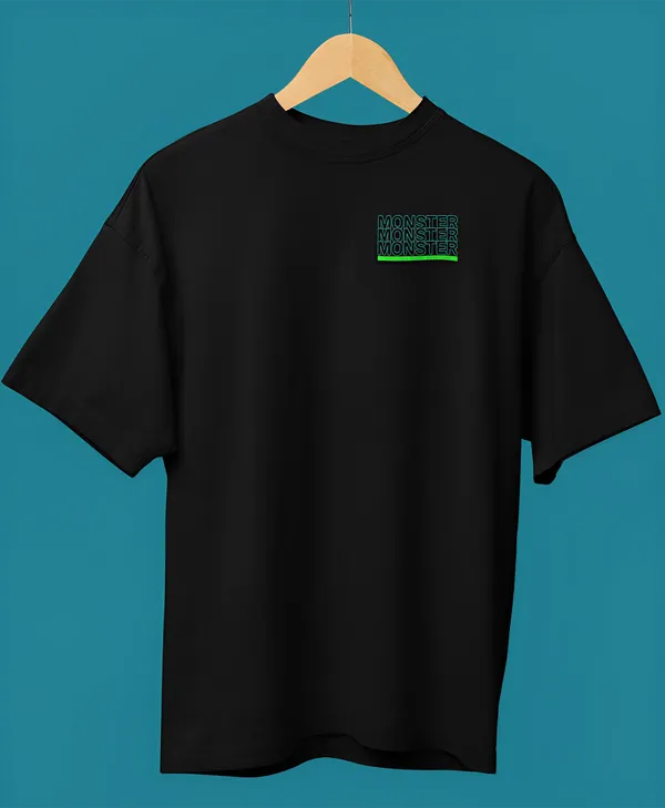 TOFFTEES_Premium_Black_Oversized_Monster_Half_Sleeves_T-shirt_|_French_Terry_Fabric__(220_GSM)
