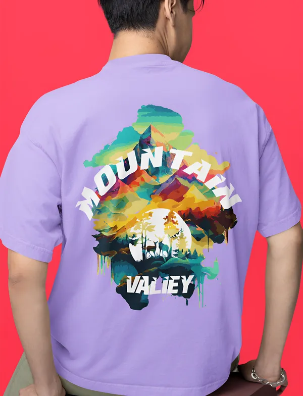 TOFFTEES_Premium_Lavender_Oversized_Mountain_Valiey_Half_Sleeves_T-shirt_For__Men_|_French_Terry_Fabric__(220_GSM)