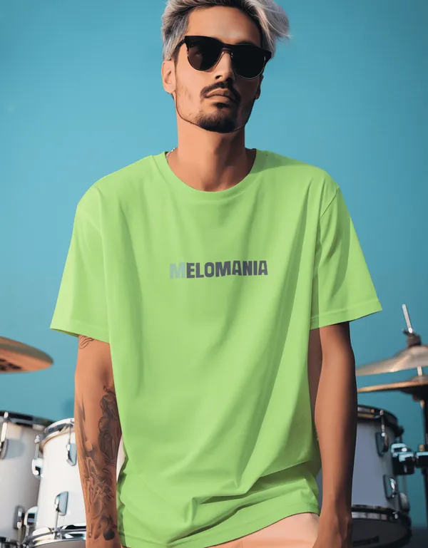 TOFFTEES_Music_Popular___(200_GSM)_Oversized_Melomaniac_Half_Sleeves_Parrot_Green_T-shirt