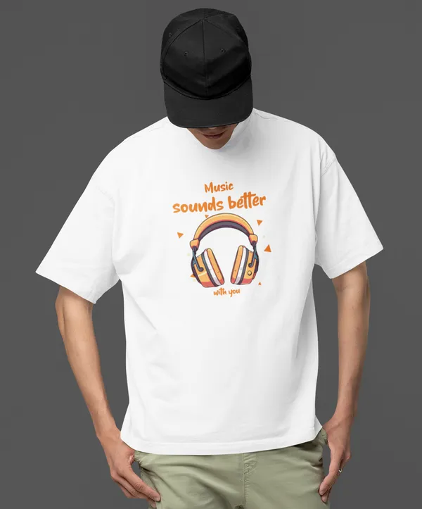 TOFFTEES_Premium_French_Terry_Fabric__(220_GSM)_White_Oversized_MusicSoundsBetter_Half_Sleeves_T-shirt