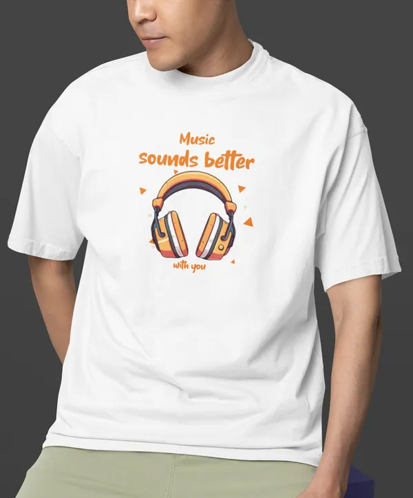 TOFFTEES_Premium_French_Terry_Fabric__(220_GSM)_White_Oversized_MusicSoundsBetter_Half_Sleeves_T-shirt