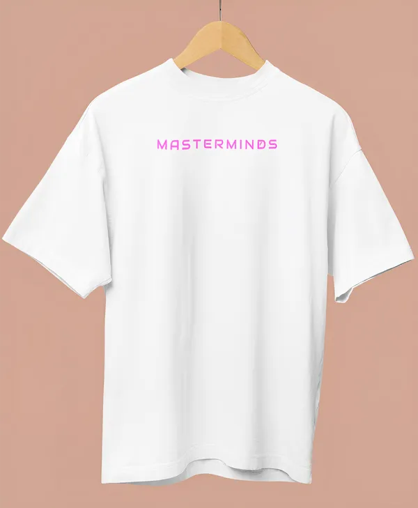 TOFFTEES_Premium_White_Oversized_Masterminds_Half_Sleeves_T-shirt_|_French_Terry_Fabric__(220_GSM)