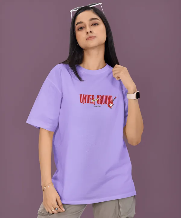TOFFTEES_Premium_French_Terry_Fabric__(220_GSM)_Lavender_Oversized_Underground_Half_Sleeves_Women's_T-shirt