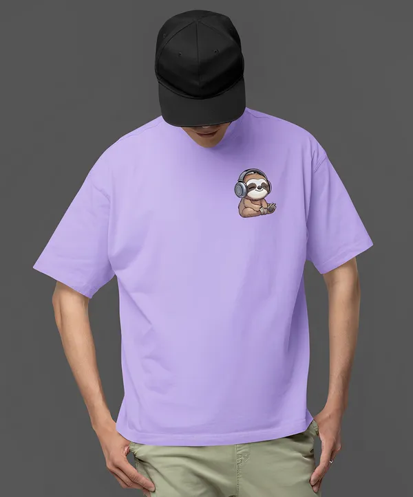 TOFFTEES_Premium_French_Terry_Fabric__(220_GSM)_Lavender_Oversized_FeelTheNote_Half_Sleeves_T-shirt