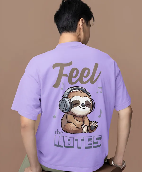 TOFFTEES_Premium_French_Terry_Fabric__(220_GSM)_Lavender_Oversized_FeelTheNote_Half_Sleeves_T-shirt