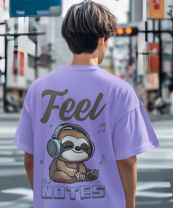 TOFFTEES_Premium_French_Terry_Fabric__(220_GSM)_Lavender_Oversized_FeelTheNote_Half_Sleeves_T-shirt