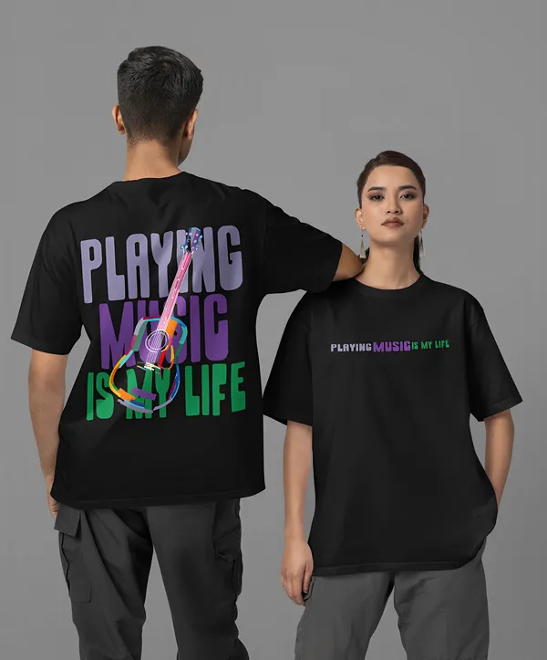 TOFFTEES_Premium_Black_Oversized_PlayMusic_Half_Sleeves_Women's_T-shirt_|_French_Terry_Fabric__(220_GSM)