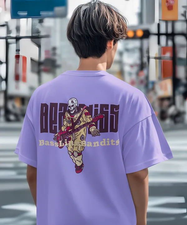 TOFFTEES_Premium_French_Terry_Fabric__(220_GSM)_Lavender_Oversized_Beatbliss_Half_Sleeves_T-shirt