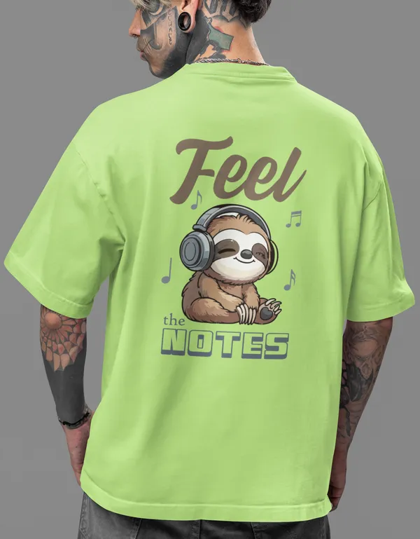 TOFFTEES_Music_Popular_Oversized_Feelthenote_Half_Sleeves_Parrot_Green_T-shirt_|___(200_GSM)