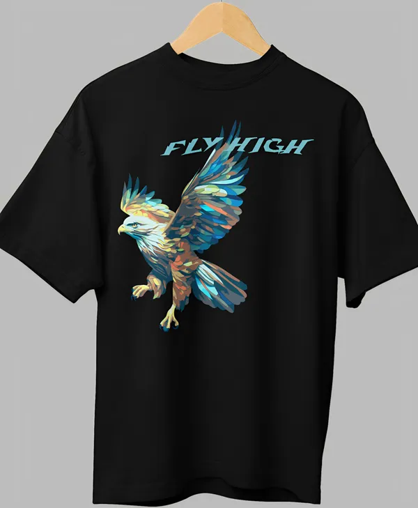 TOFFTEES_Premium_Black_Oversized_Fly_High_Half_Sleeves_T-shirt_|_French_Terry_Fabric__(220_GSM)