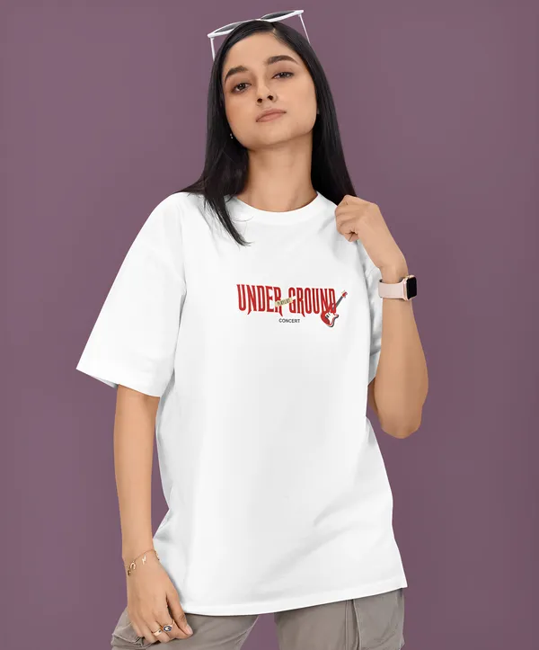 TOFFTEES_Premium_French_Terry_Fabric__(220_GSM)_White_Oversized_Underground_Half_Sleeves_Women's_T-shirt