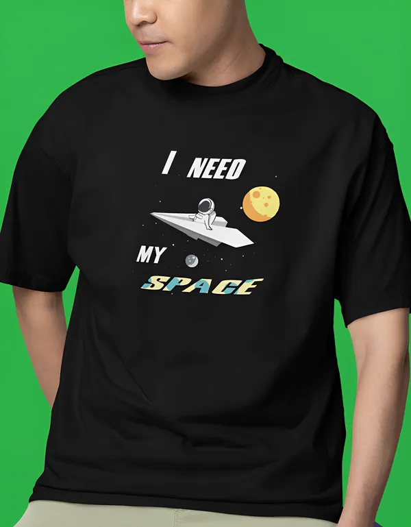 TOFFTEES_Popular_(200_GSM)_Oversized_I_Need_Space_Half_Sleeves_Black_T-shirt