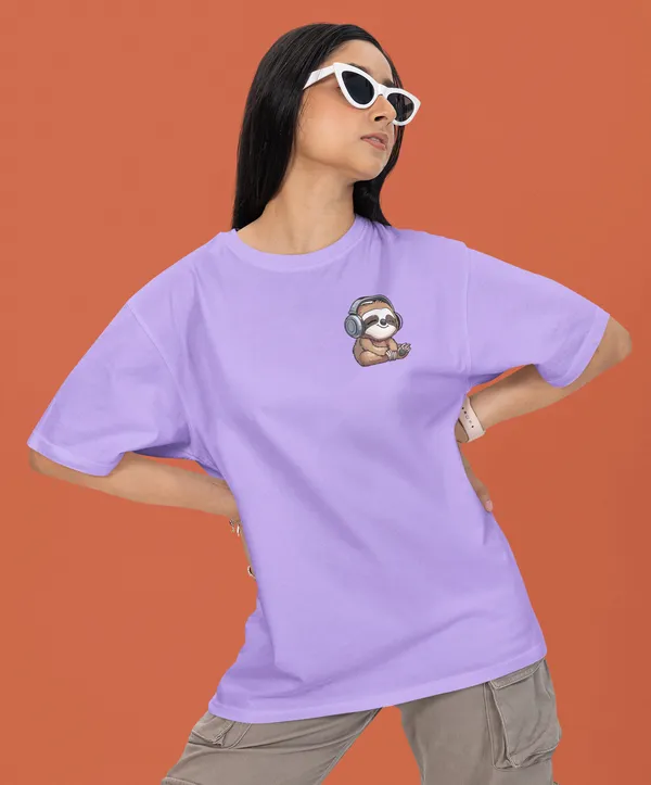 TOFFTEES_Premium_French_Terry_Fabric__(220_GSM)_Lavender_Oversized_FeelTheNote_Half_Sleeves_Women's_T-shirt