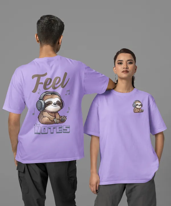 TOFFTEES_Premium_French_Terry_Fabric__(220_GSM)_Lavender_Oversized_FeelTheNote_Half_Sleeves_Women's_T-shirt