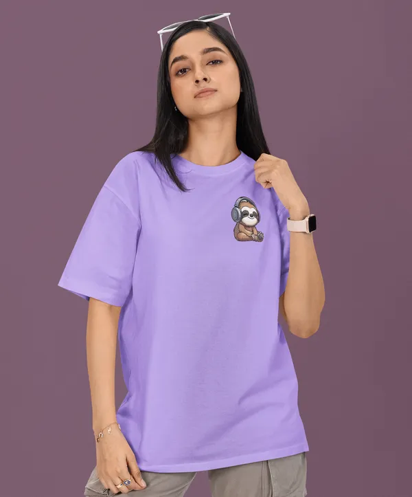 TOFFTEES_Premium_French_Terry_Fabric__(220_GSM)_Lavender_Oversized_FeelTheNote_Half_Sleeves_Women's_T-shirt