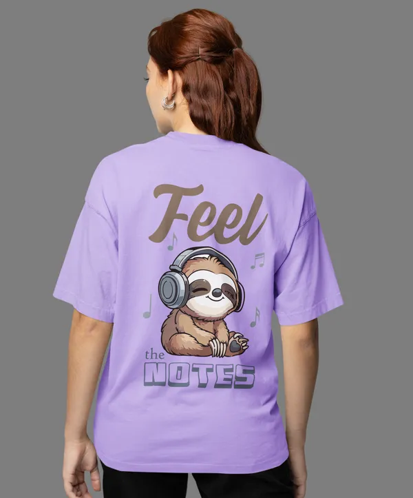 TOFFTEES_Premium_French_Terry_Fabric__(220_GSM)_Lavender_Oversized_FeelTheNote_Half_Sleeves_Women's_T-shirt