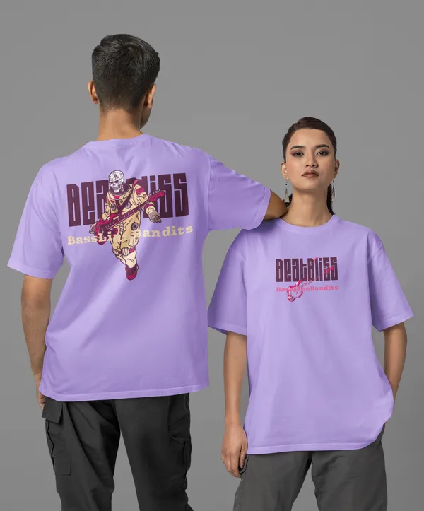 TOFFTEES_Premium_French_Terry_Fabric__(220_GSM)_Lavender_Oversized_Beatbliss_Half_Sleeves_Women's_T-shirt