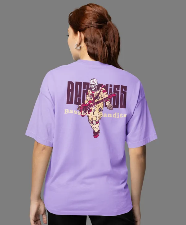 TOFFTEES_Premium_French_Terry_Fabric__(220_GSM)_Lavender_Oversized_Beatbliss_Half_Sleeves_Women's_T-shirt