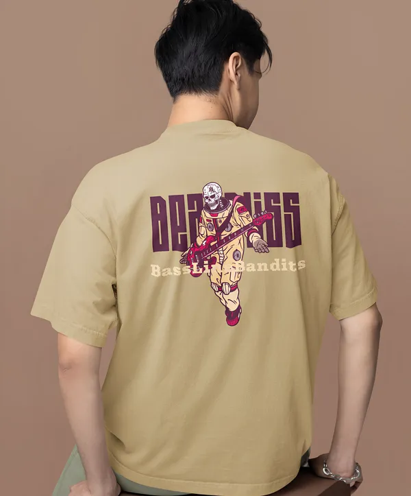 TOFFTEES_Premium_French_Terry_Fabric__(220_GSM)_Beige_Oversized_Beatbliss_Half_Sleeves_T-shirt