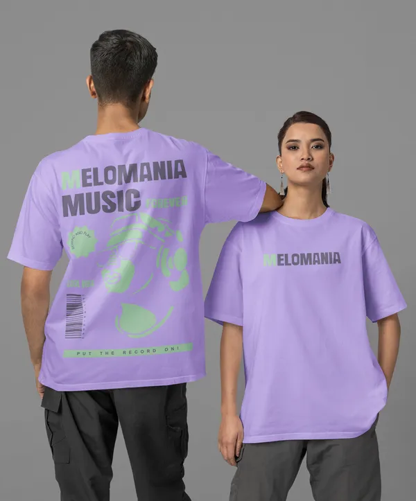 TOFFTEES_Premium_French_Terry_Fabric__(220_GSM)_Lavender_Oversized_Melomania_Half_Sleeves_Women's_T-shirt