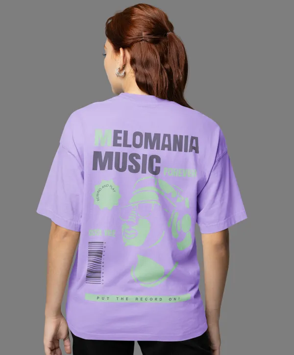 TOFFTEES_Premium_French_Terry_Fabric__(220_GSM)_Lavender_Oversized_Melomania_Half_Sleeves_Women's_T-shirt