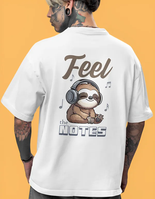 TOFFTEES_Music_Popular_Oversized_Feelthenote_Half_Sleeves_White_T-shirt_|___(200_GSM)