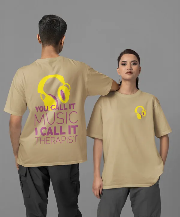 TOFFTEES_Premium_French_Terry_Fabric__(220_GSM)_Beige_Oversized_Therapist_Half_Sleeves_Women's_T-shirt