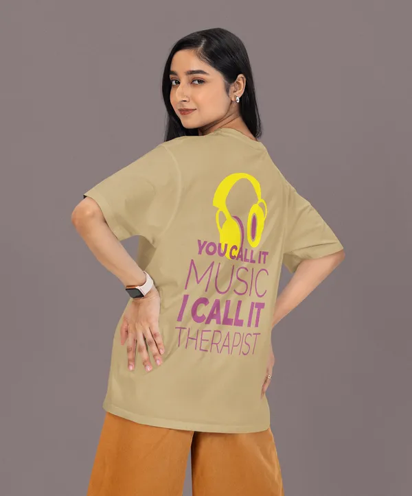 TOFFTEES_Premium_French_Terry_Fabric__(220_GSM)_Beige_Oversized_Therapist_Half_Sleeves_Women's_T-shirt