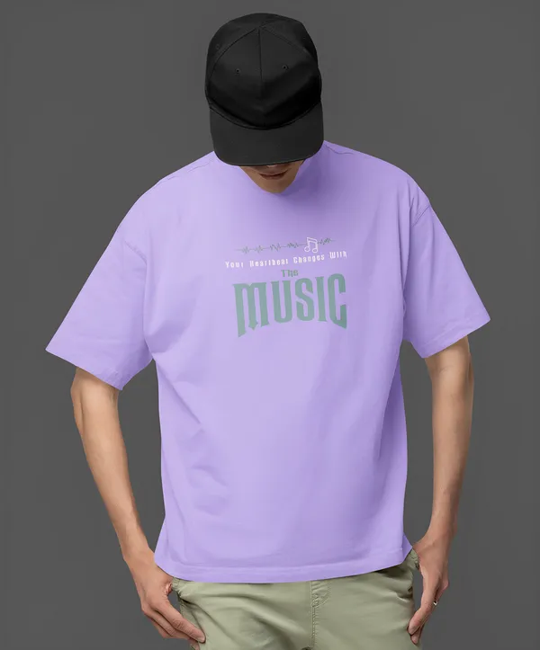 TOFFTEES_Premium_French_Terry_Fabric__(220_GSM)_Lavender_Oversized_Heartbeat_Half_Sleeves_T-shirt
