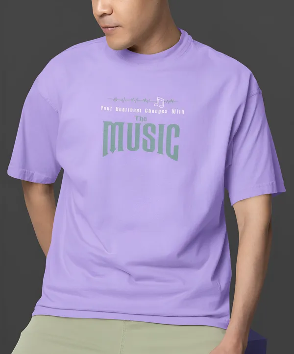 TOFFTEES_Premium_French_Terry_Fabric__(220_GSM)_Lavender_Oversized_Heartbeat_Half_Sleeves_T-shirt