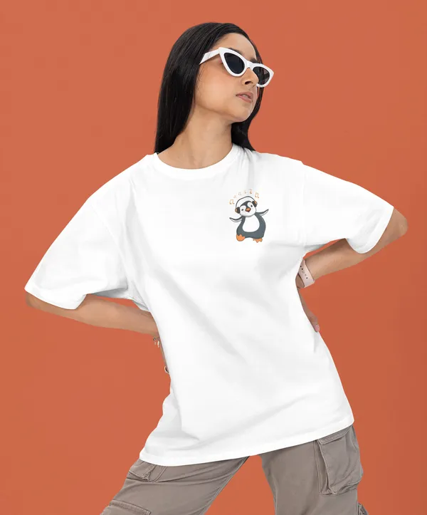 TOFFTEES_Premium_French_Terry_Fabric__(220_GSM)_White_Oversized_Music&Headphones_Half_Sleeves_Women's_T-shirt