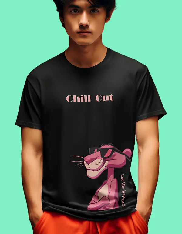 TOFFTEES_Black_Chill_Out_Half_Sleeves_T-Shirt_|_HD_Print_With_100%_Cotton
