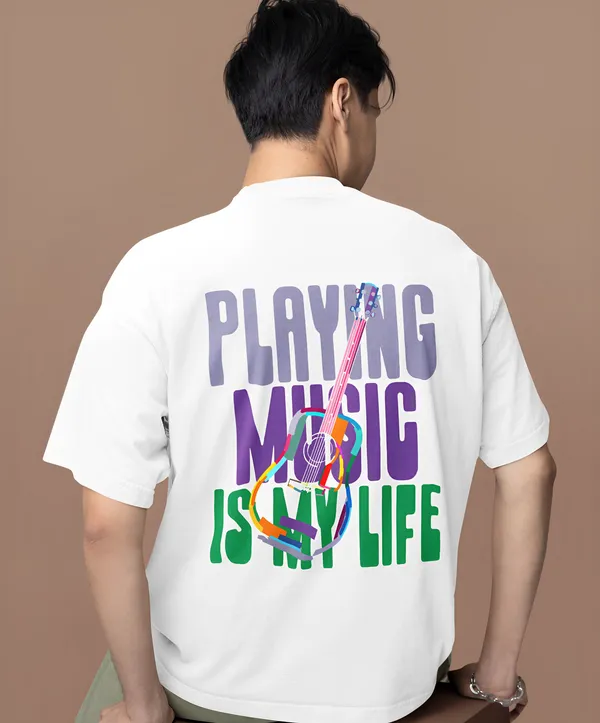 TOFFTEES_Premium_White_Oversized_PlayMusic_Half_Sleeves_T-shirt_|_French_Terry_Fabric__(220_GSM)