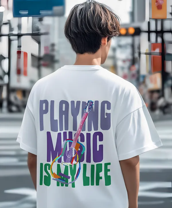 TOFFTEES_Premium_White_Oversized_PlayMusic_Half_Sleeves_T-shirt_|_French_Terry_Fabric__(220_GSM)