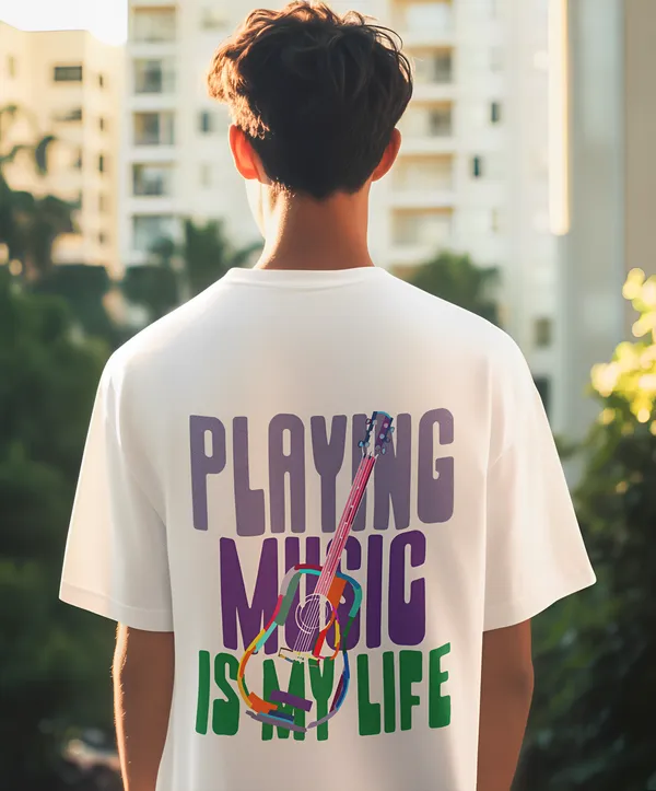 TOFFTEES_Premium_White_Oversized_PlayMusic_Half_Sleeves_T-shirt_|_French_Terry_Fabric__(220_GSM)