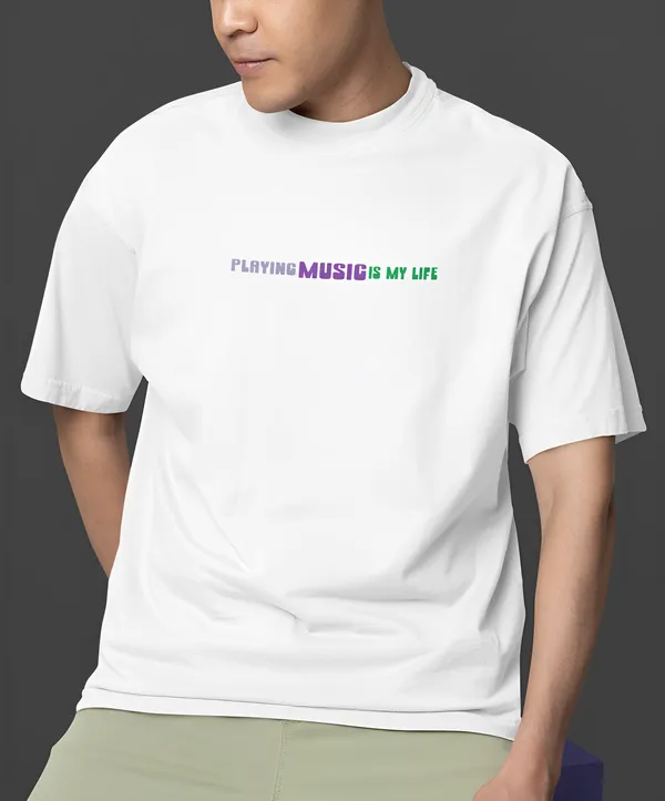 TOFFTEES_Premium_White_Oversized_PlayMusic_Half_Sleeves_T-shirt_|_French_Terry_Fabric__(220_GSM)