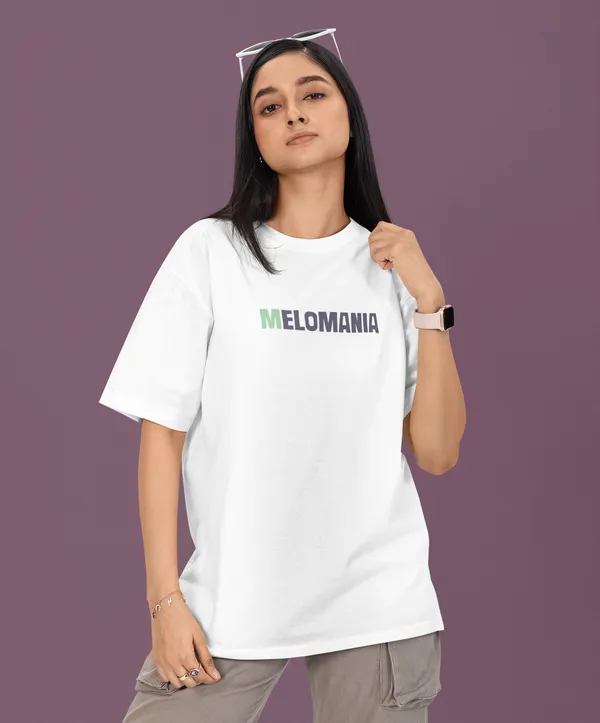 TOFFTEES_Premium_French_Terry_Fabric__(220_GSM)_White_Oversized_Melomania_Half_Sleeves_Women's_T-shirt