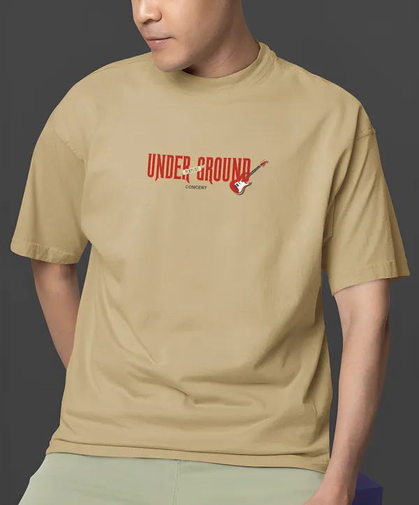 TOFFTEES_Premium_French_Terry_Fabric__(220_GSM)_Beige_Oversized_Underground_Half_Sleeves_T-shirt