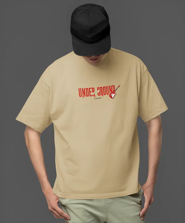 TOFFTEES_Premium_French_Terry_Fabric__(220_GSM)_Beige_Oversized_Underground_Half_Sleeves_T-shirt