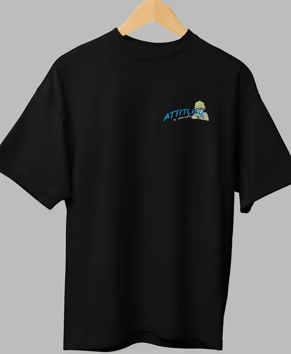 TOFFTEES_Popular_(200_GSM)_Oversized_Attitude_Half_Sleeves_Black_T-shirt