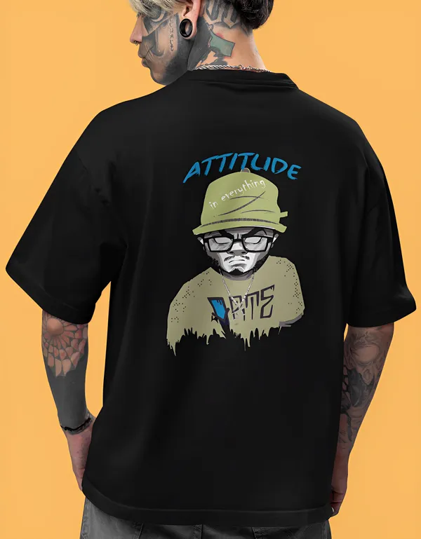 TOFFTEES_Popular_(200_GSM)_Oversized_Attitude_Half_Sleeves_Black_T-shirt