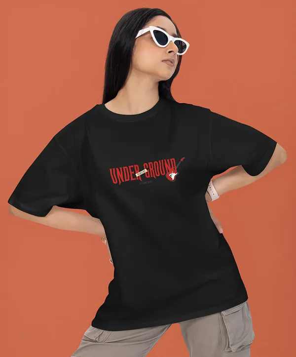 TOFFTEES_Premium__French_Terry_Fabric__(220_GSM)_Black_Oversized_Underground_Half_Sleeves_Women's_T-shirt