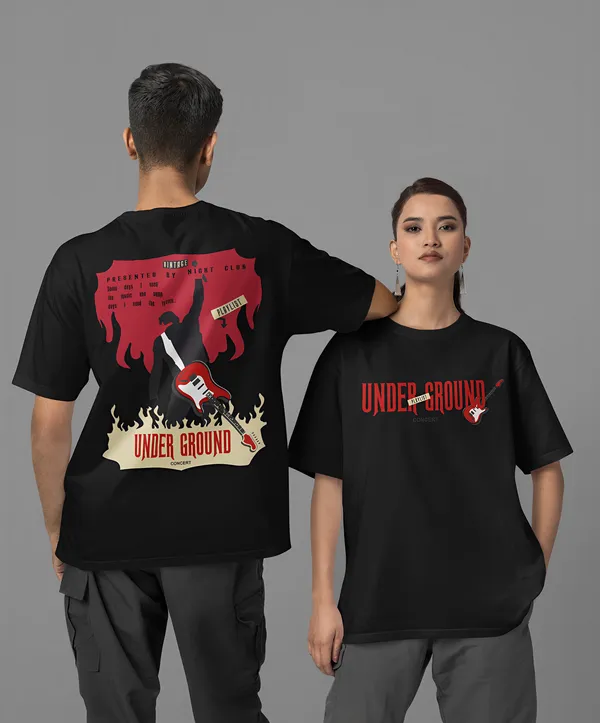 TOFFTEES_Premium__French_Terry_Fabric__(220_GSM)_Black_Oversized_Underground_Half_Sleeves_Women's_T-shirt