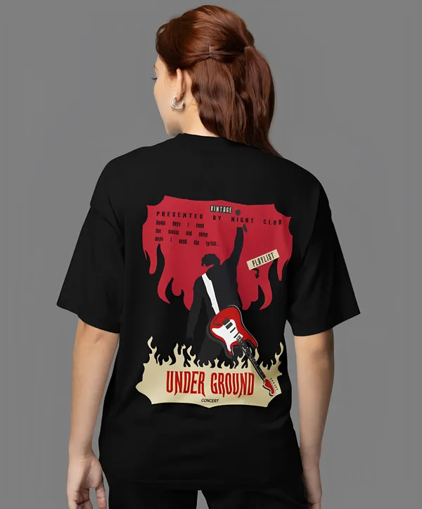 TOFFTEES_Premium__French_Terry_Fabric__(220_GSM)_Black_Oversized_Underground_Half_Sleeves_Women's_T-shirt