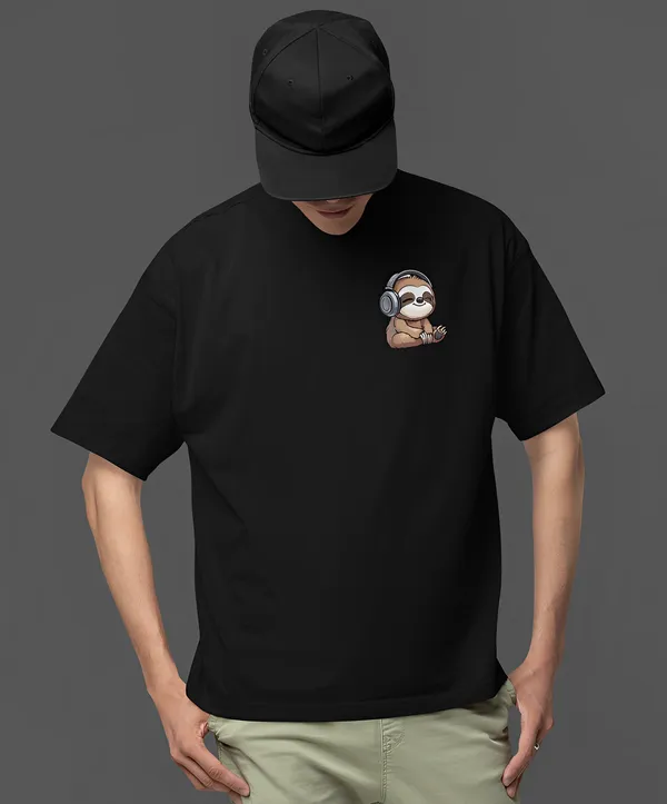 TOFFTEES_Premium_French_Terry_Fabric__(220_GSM)_Black_Oversized_FeelTheNote_Half_Sleeves_T-shirt