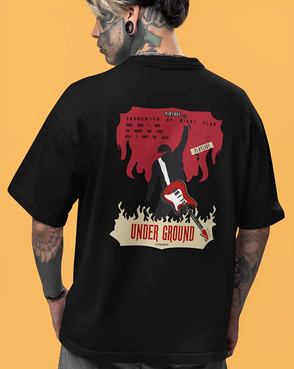 TOFFTEES_Music_Popular___(200_GSM)_Oversized_Underground_Half_Sleeves_Black_T-shirt