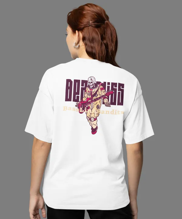 TOFFTEES_Premium_French_Terry_Fabric__(220_GSM)_White_Oversized_Beatbliss_Half_Sleeves_Women's_T-shirt