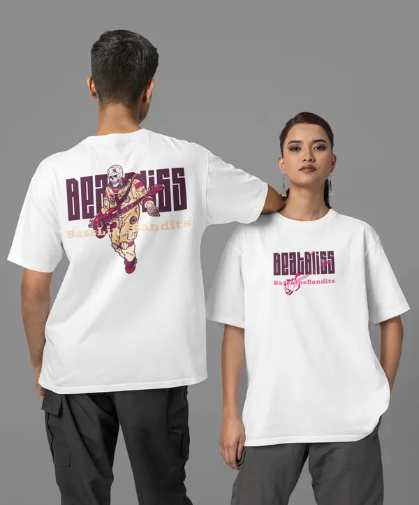 TOFFTEES_Premium_French_Terry_Fabric__(220_GSM)_White_Oversized_Beatbliss_Half_Sleeves_Women's_T-shirt