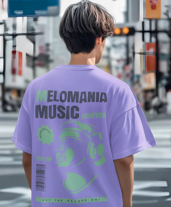 TOFFTEES_Premium_French_Terry_Fabric__(220_GSM)_Lavender_Oversized_Melomania_Half_Sleeves_T-shirt