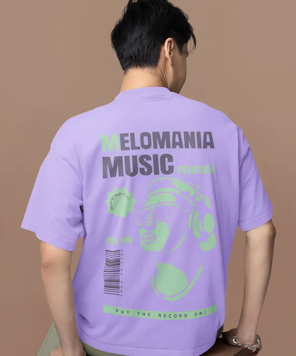 TOFFTEES_Premium_French_Terry_Fabric__(220_GSM)_Lavender_Oversized_Melomania_Half_Sleeves_T-shirt
